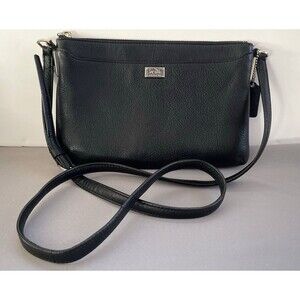 Coach Black Pebbled Leather Madison East West Swingpack Crossbody with COA